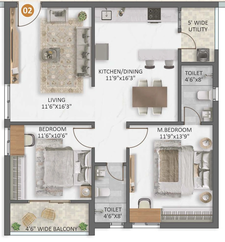 2 BHK Flat in Prime Navya Enclave in Patancheru, Hyderabad - Image 904574