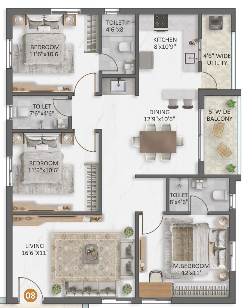 3 BHK Flat in Prime Navya Enclave in Patancheru, Hyderabad - Image 904576