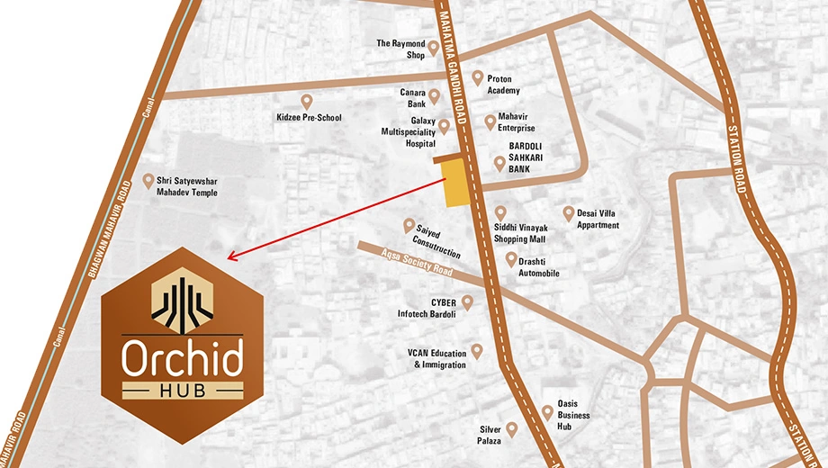 Location of Omkar Orchid Hub in Bardoli, Surat - Image 372426
