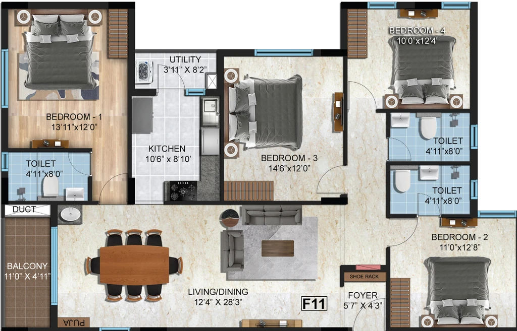4 BHK Flat in Navins Mayura Gardens in Valasaravakkam, Chennai - Image 904643