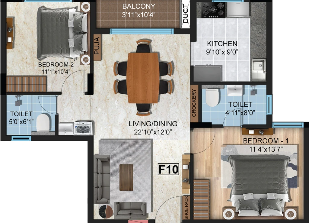 2 BHK Flat in Navins Mayura Gardens in Valasaravakkam, Chennai - Image 904633