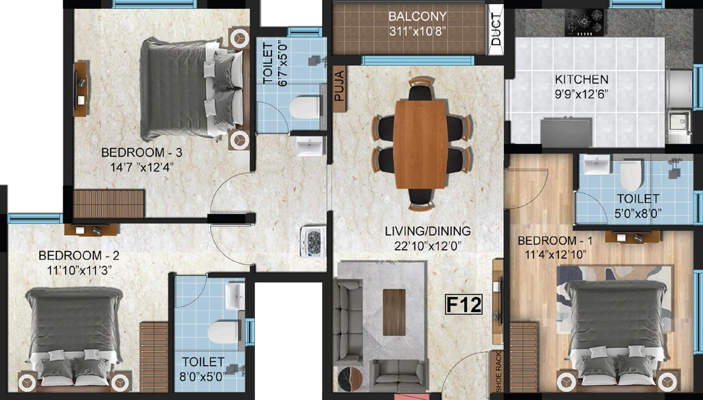 3 BHK Flat in Navins Mayura Gardens in Valasaravakkam, Chennai - Image 904634