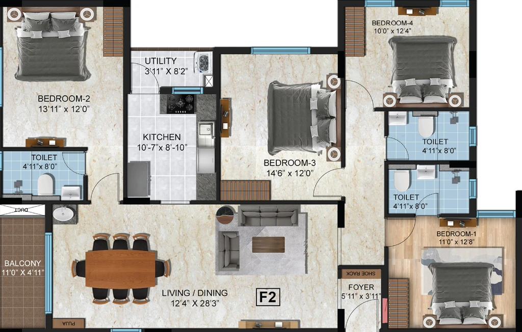 4 BHK Flat in Navins Mayura Gardens in Valasaravakkam, Chennai - Image 904642