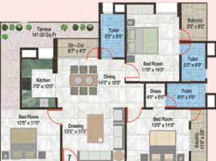 3 BHK Flat in Sarswati Rose Avenue in Pundag, Ranchi - Image 904638