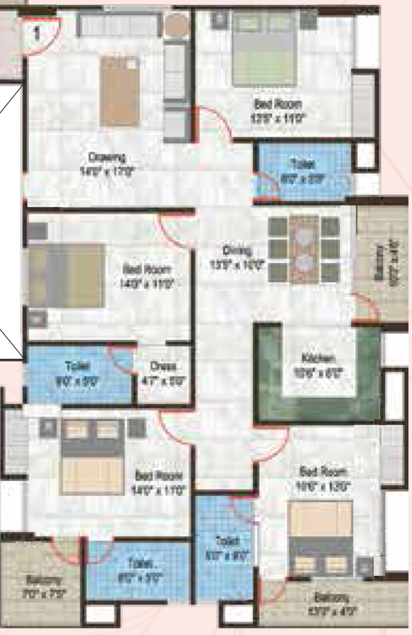 4 BHK Flat in Sarswati Rose Avenue in Pundag, Ranchi - Image 904641