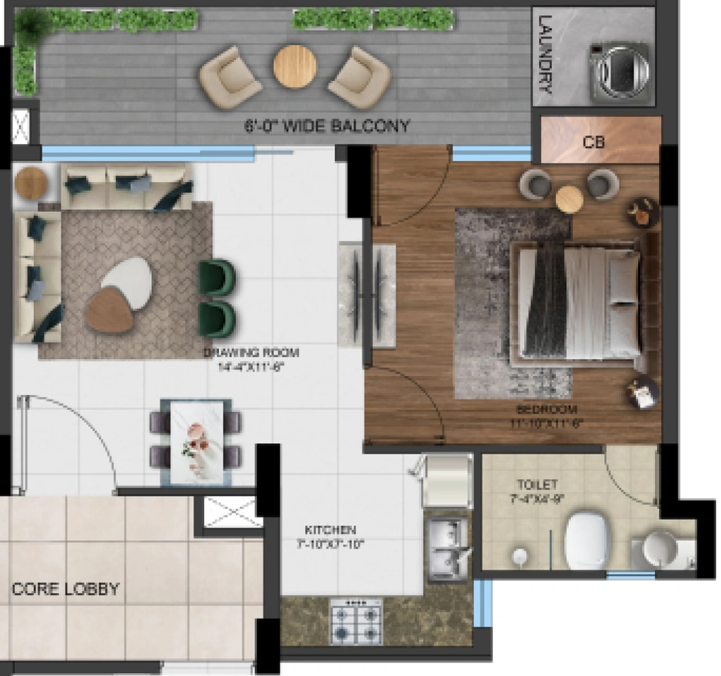 1 BHK Flat in Nandita Mayfair Park in Zirakpur, Chandigarh - Image 904716