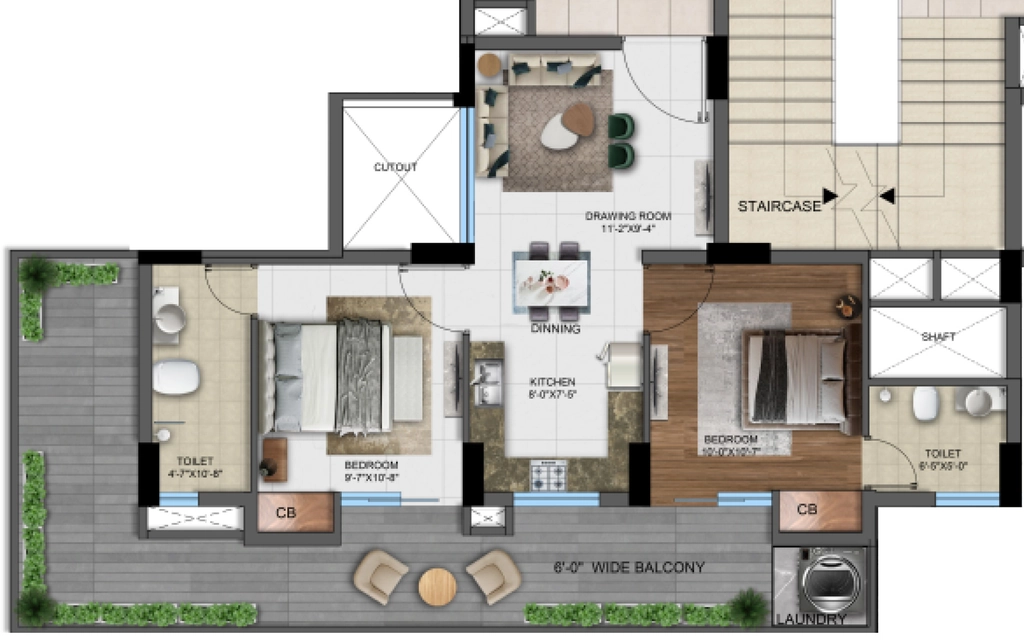 2 BHK Flat in Nandita Mayfair Park in Zirakpur, Chandigarh - Image 904719