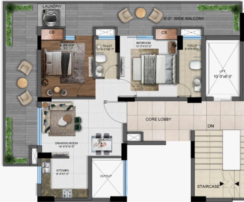 2 BHK Flat in Nandita Mayfair Park in Zirakpur, Chandigarh - Image 904720