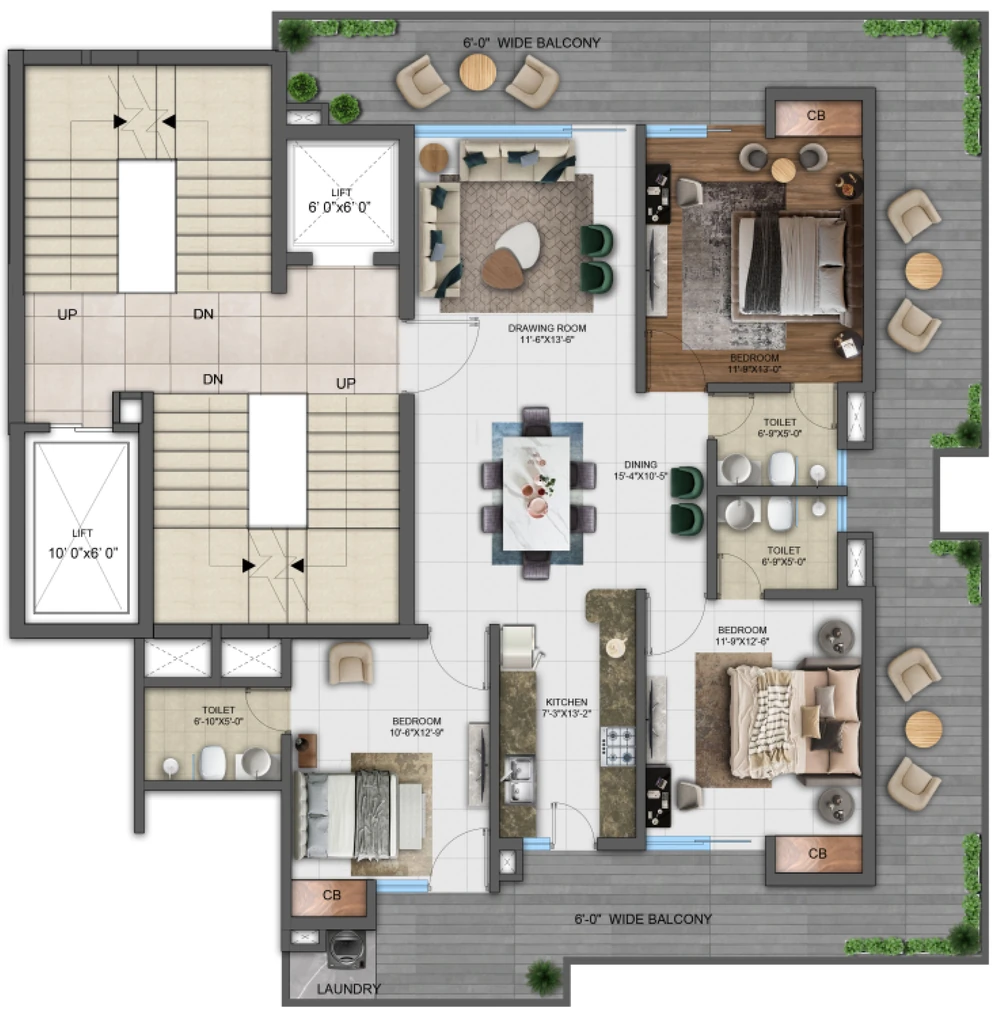 3 BHK Flat in Nandita Mayfair Park in Zirakpur, Chandigarh - Image 904722