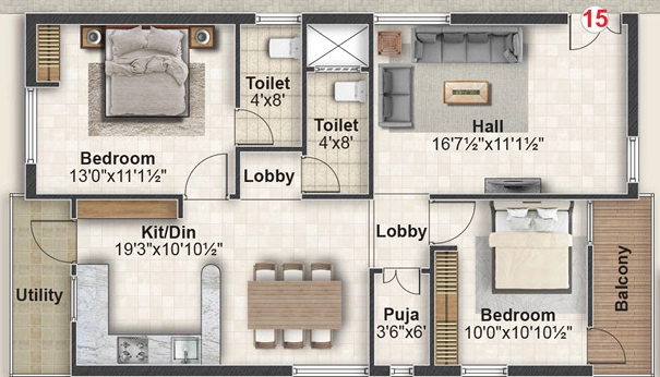 2 BHK Flat in PSR Venkatadri Residency in Balapur, Hyderabad - Image 904827