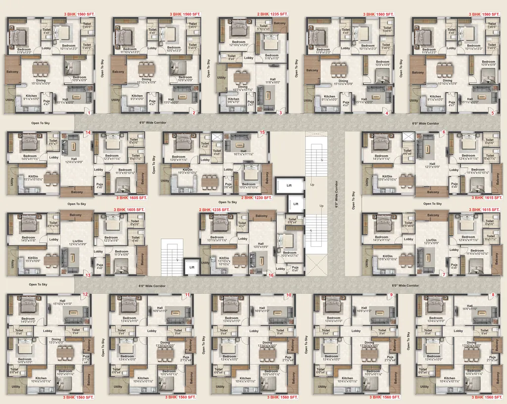 Floor Plan of PSR Venkatadri Residency in Balapur, Hyderabad - Image 372809