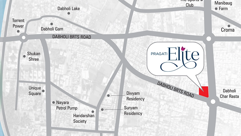 Location of Pragati Elite in Katargam, Surat - Image 372550