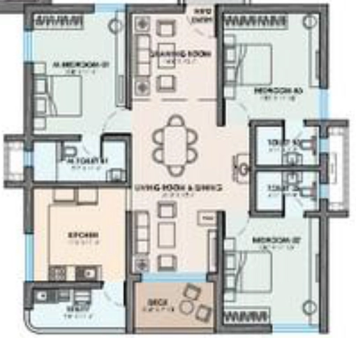 3 BHK Flat in Raghava Nova in Financial District, Hyderabad - Image 904834