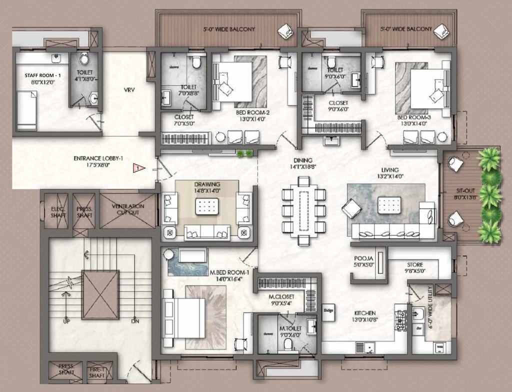 3 BHK Flat in Rajapushpa Skyra in Kokapet, Hyderabad - Image 904838
