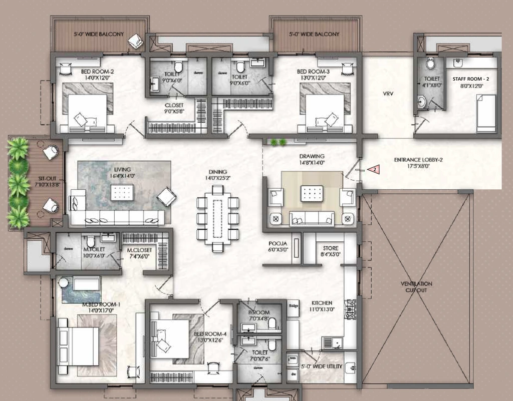 4 BHK Flat in Rajapushpa Skyra in Kokapet, Hyderabad - Image 904839