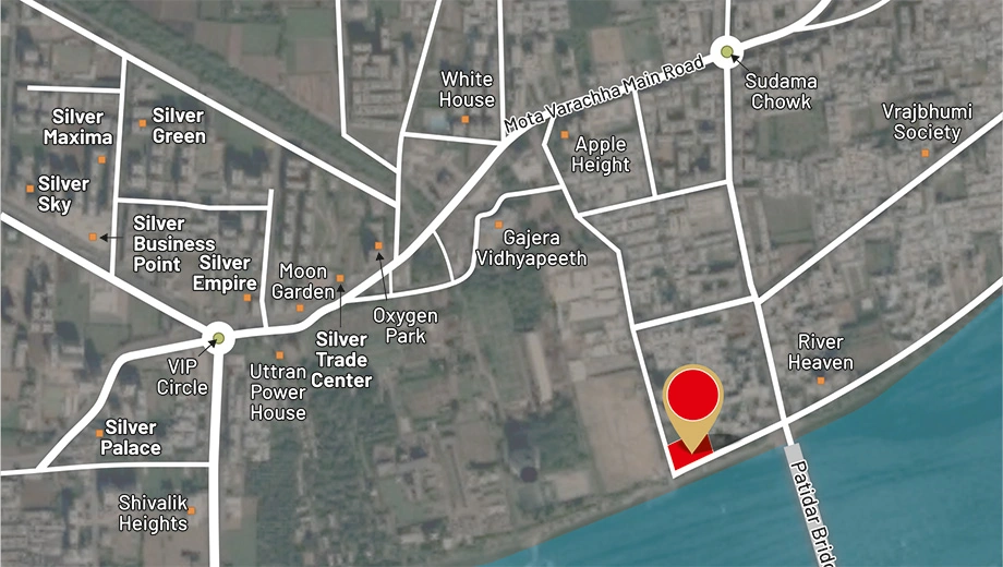 Location of Pragati Inspire in Mota Varachha, Surat - Image 372586