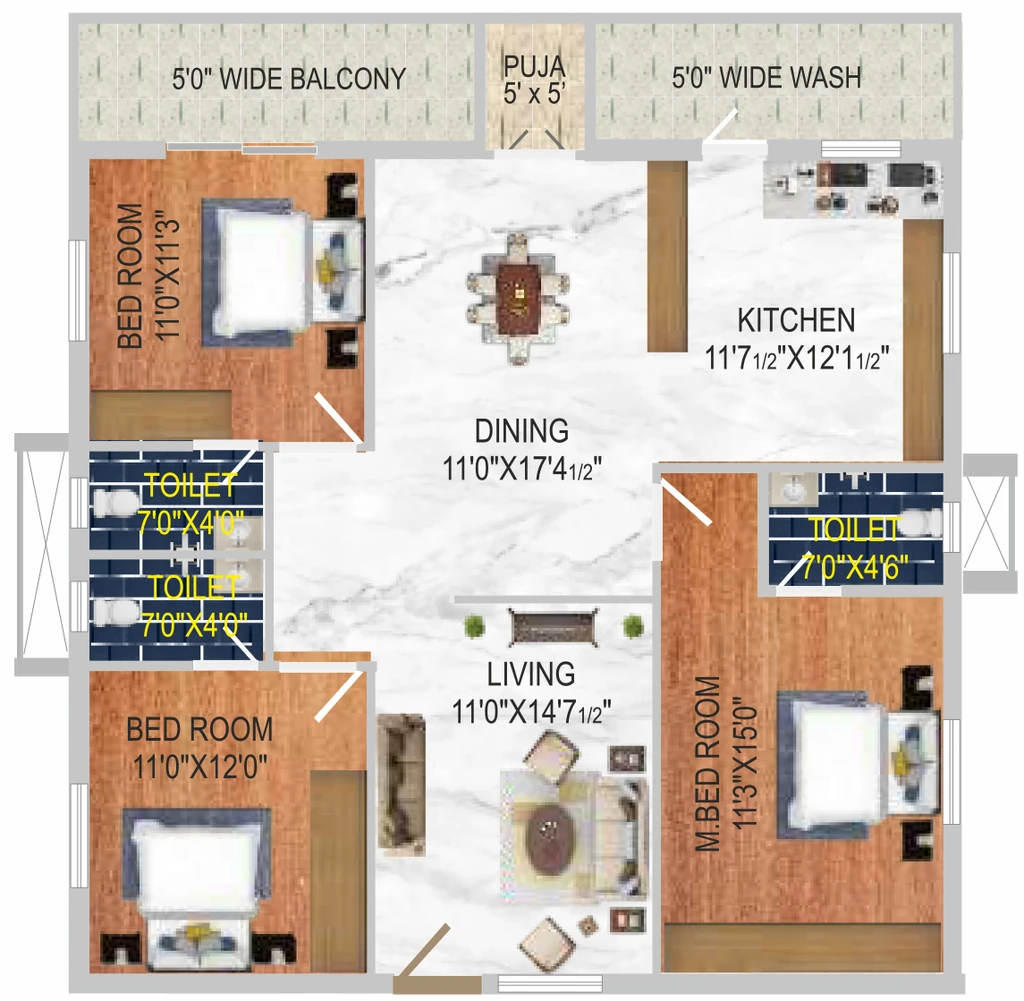 3 BHK Flat in Vijaya Bheri Arcade in Adibatla, Hyderabad - Image 904848