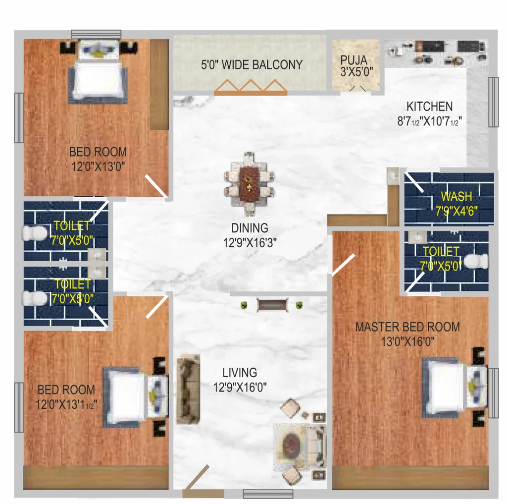3 BHK Flat in Vijaya Bheri Arcade in Adibatla, Hyderabad - Image 904849