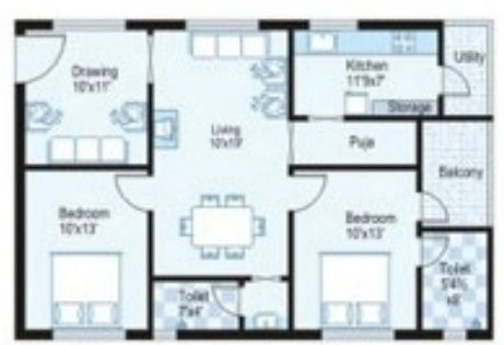 2 BHK Flat in Madhu Park Ridge Apartments in Langar House, Hyderabad - Image 904850