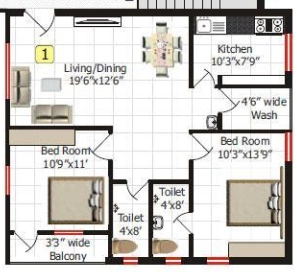 2 BHK Flat in Rathi Sri Tirumala Lotus in Attapur, Hyderabad - Image 904856