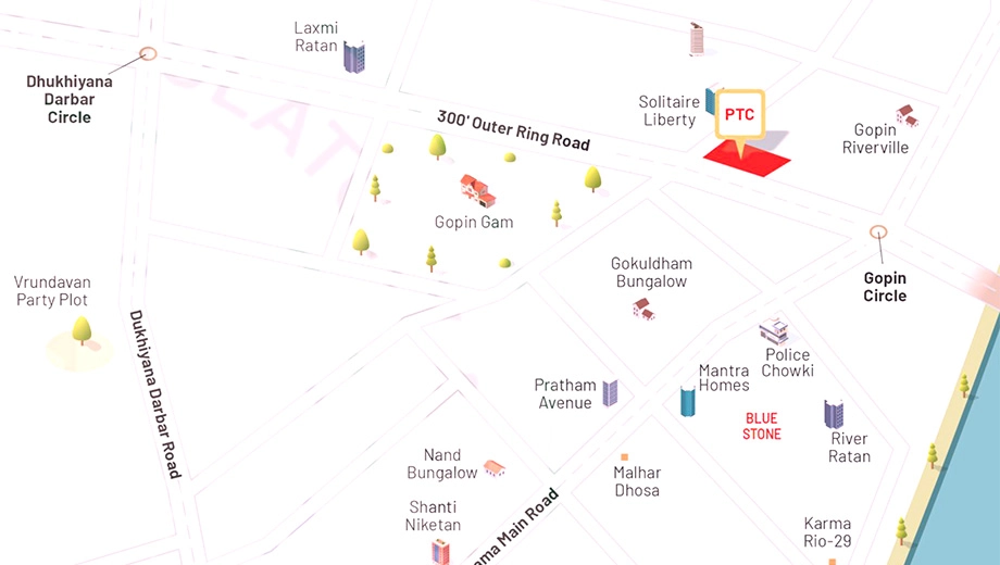 Location of Pratishtha Trade Center in Choryasi, Surat - Image 372602