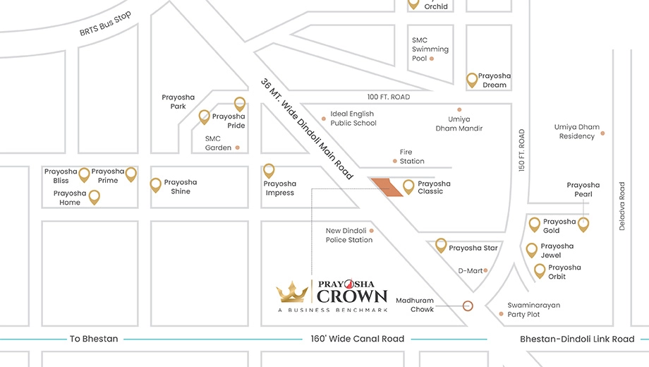 Location of Prayosha Crown in Dindoli, Surat - Image 372619