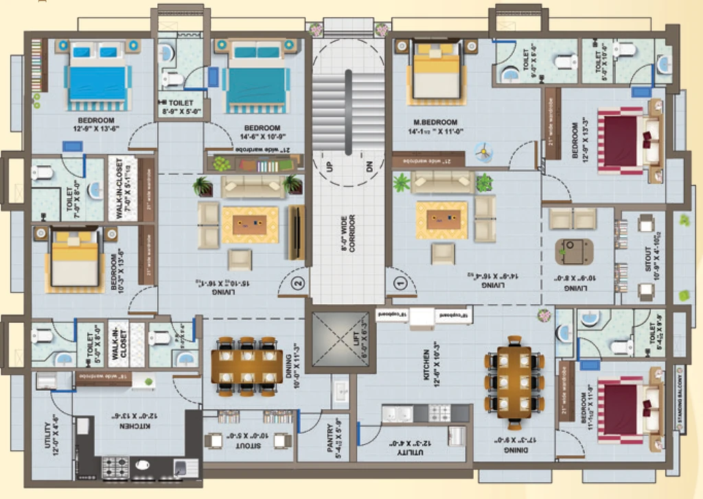 Floor Plan of BMR Pearl in Masab Tank, Hyderabad - Image 372978