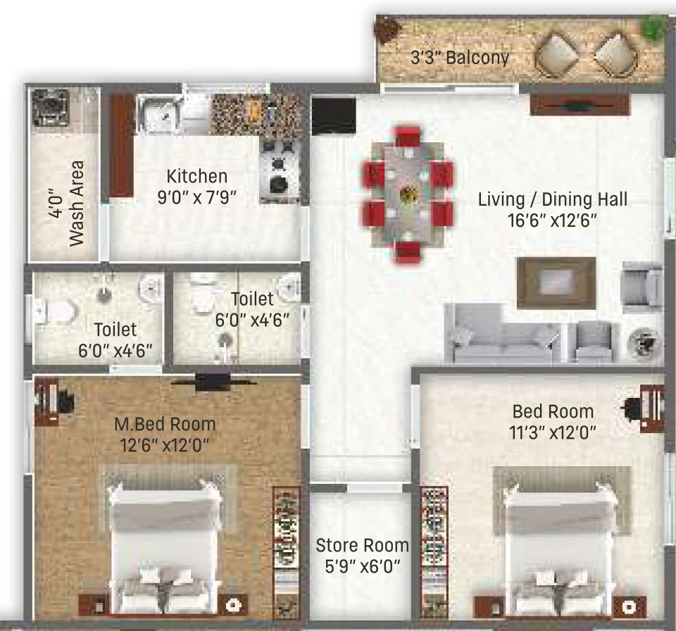 2 BHK Flat in Fortune Regency in Attapur, Hyderabad - Image 904879