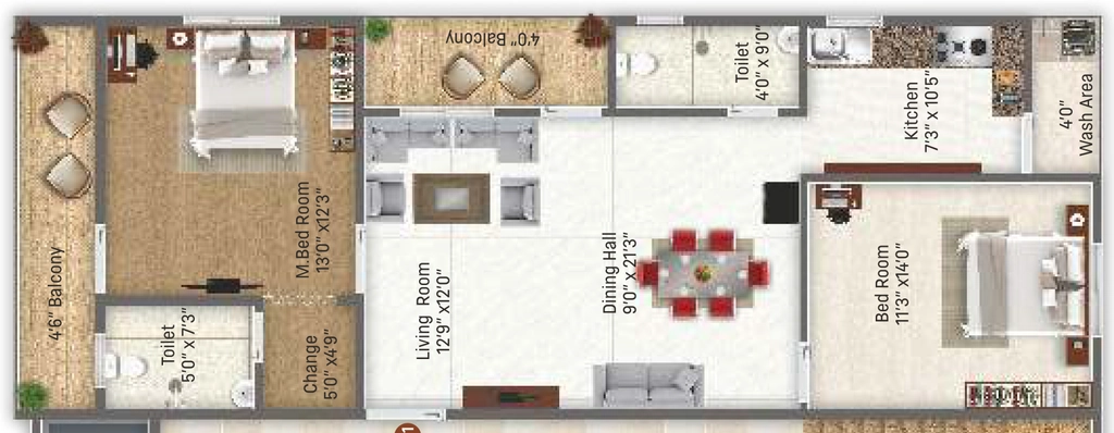 2 BHK Flat in Fortune Regency in Attapur, Hyderabad - Image 904881