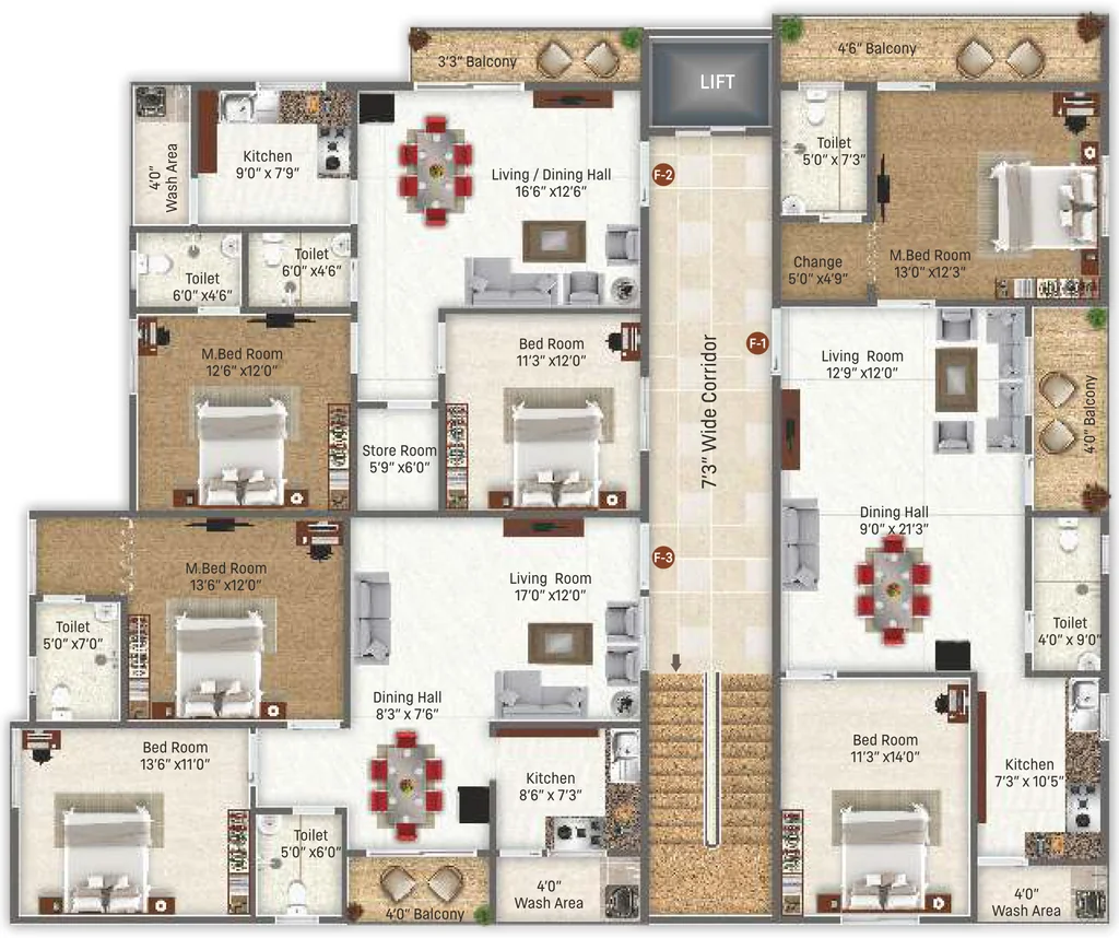 Floor Plan of Fortune Regency in Attapur, Hyderabad - Image 372987