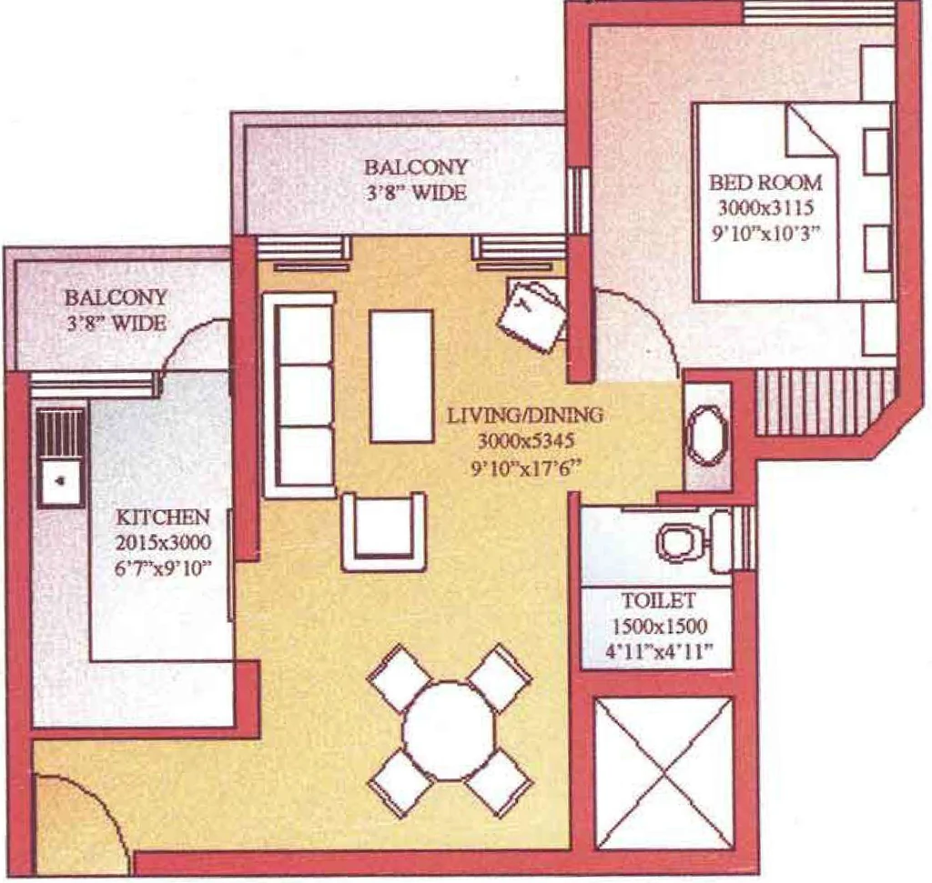 1 BHK Flat in Ansal Sushant Apartments in Sushant Lok 1, Gurgaon - Image 905656