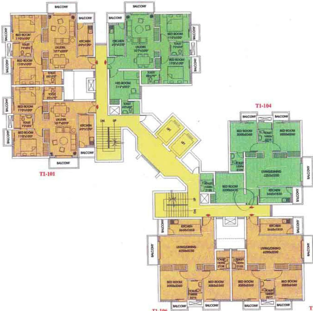 Floor Plan of Ansal Sushant Apartments in Sushant Lok 1, Gurgaon - Image 374618