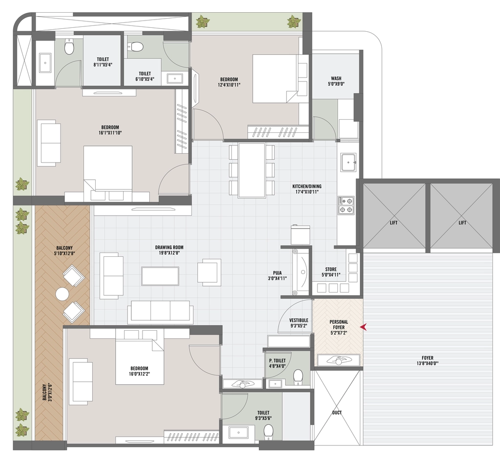 3 BHK Flat in Aaryan Roman in Koba, Gandhinagar - Image 904785