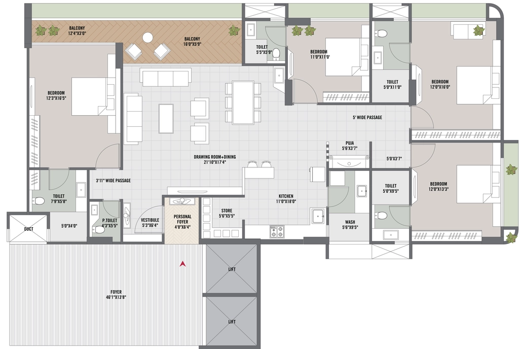 4 BHK Flat in Aaryan Roman in Koba, Gandhinagar - Image 904786