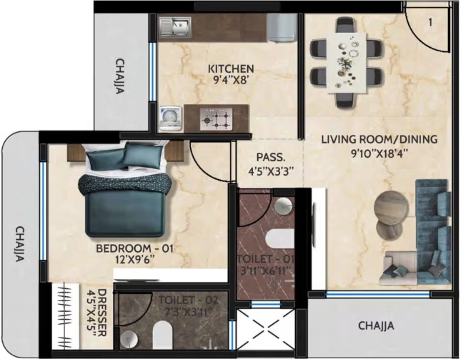 1 BHK Flat in Aditya Hari Smruti CHS in Borivali West, Mumbai - Image 904799