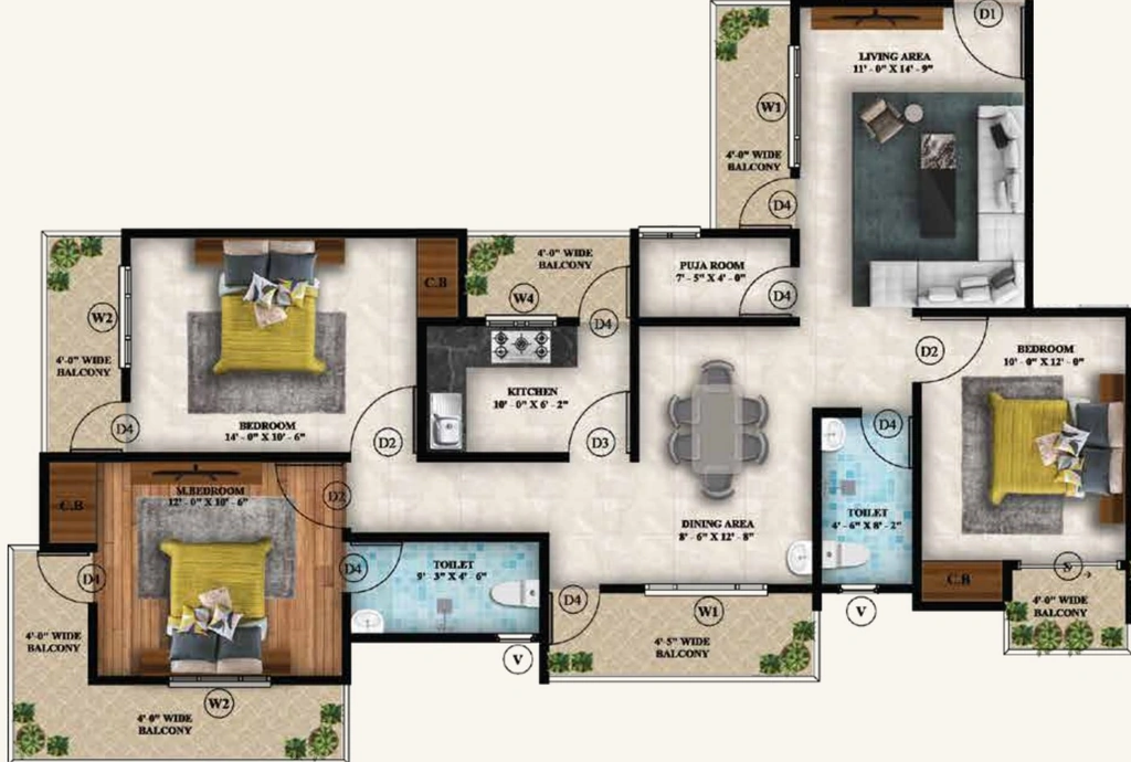 3 BHK Flat in Aashiyana Tirupati Enclave in Tupudana, Ranchi - Image 904798