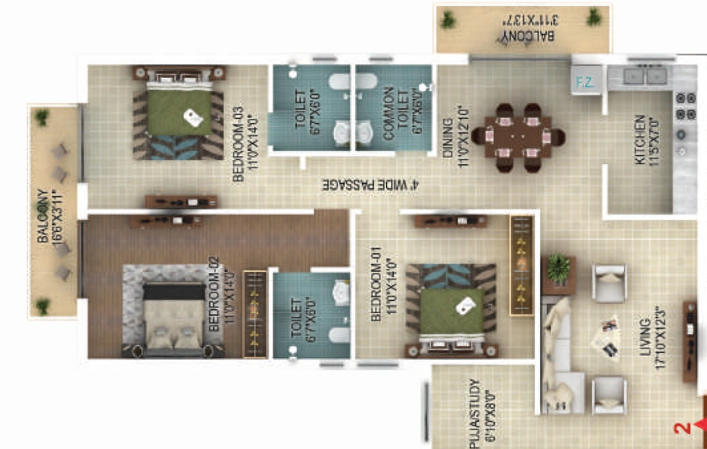 3 BHK Flat in Anandi Status in Tupudana, Ranchi - Image 904805