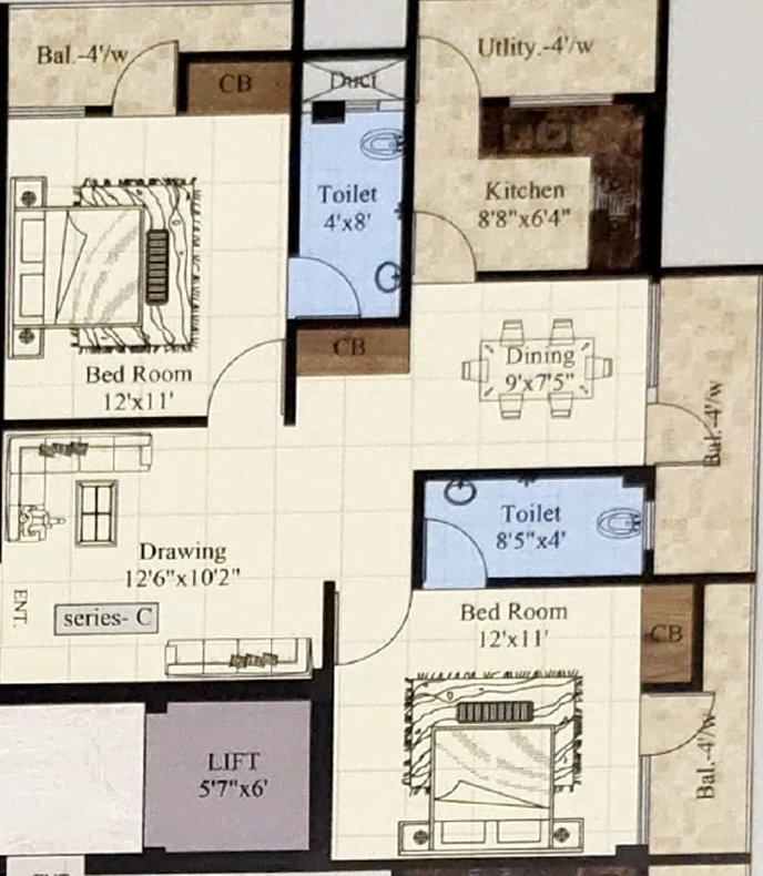 2 BHK Flat in Chankaya Pushp Enclave in Hatia, Ranchi - Image 904809