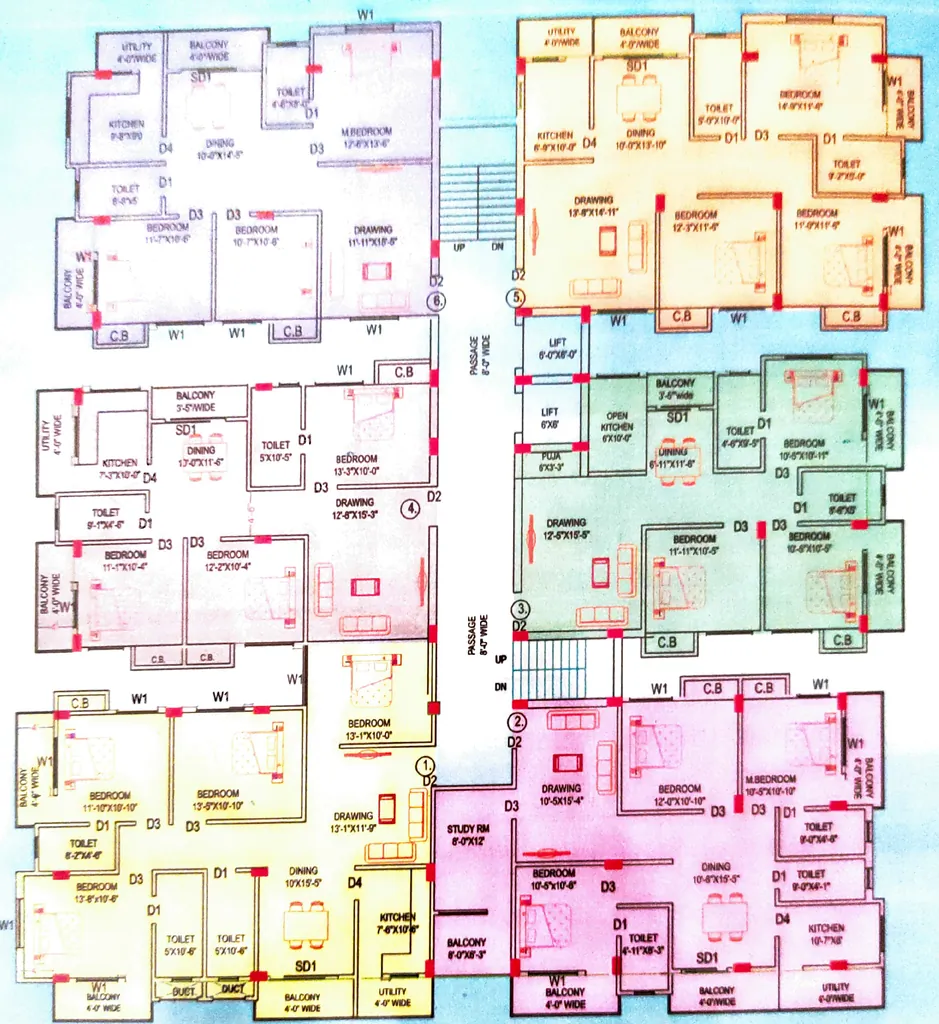 Floor Plan of GS Pitamber Tower in Bariatu, Ranchi - Image 372771
