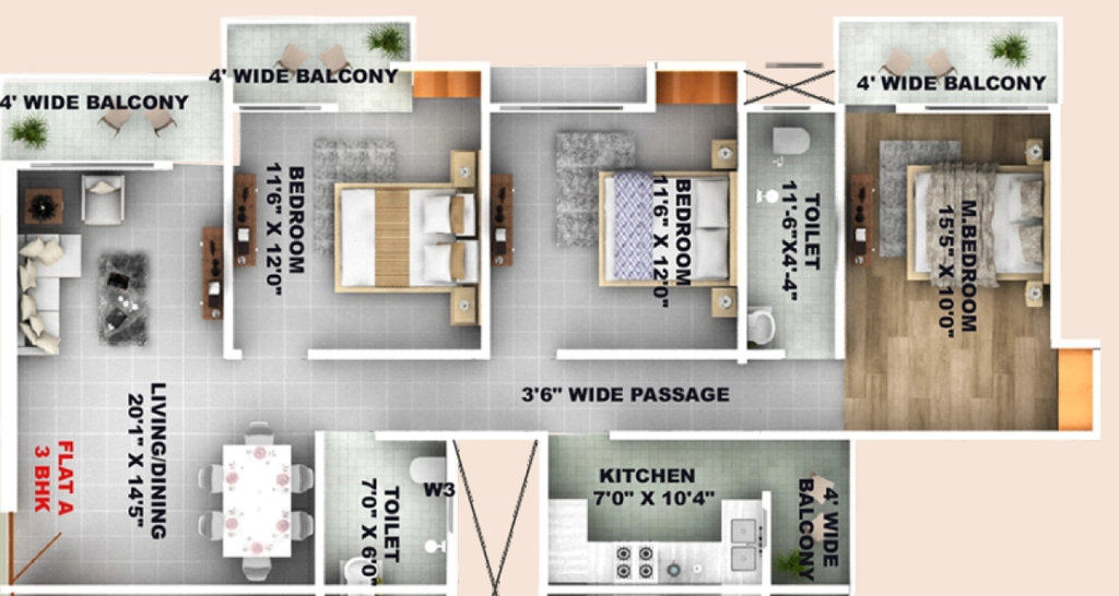 3 BHK Flat in Global Regency Tower in Pundag, Ranchi - Image 904818