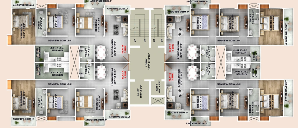 Floor Plan of Global Regency Tower in Pundag, Ranchi - Image 372785