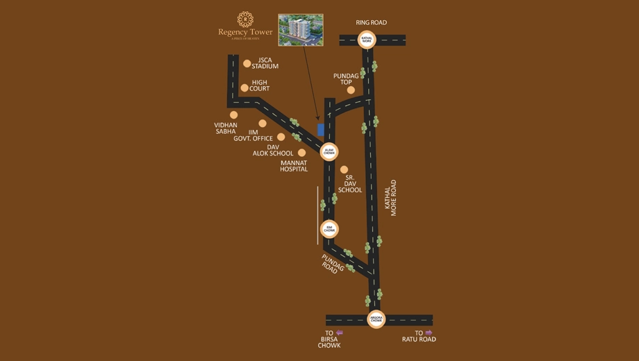 Location of Global Regency Tower in Pundag, Ranchi - Image 372784