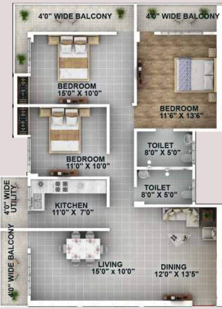 3 BHK Flat in Global Khatija Tower in Pundag, Ranchi - Image 904820