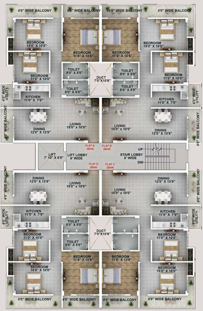 Floor Plan of Global Khatija Tower in Pundag, Ranchi - Image 372792