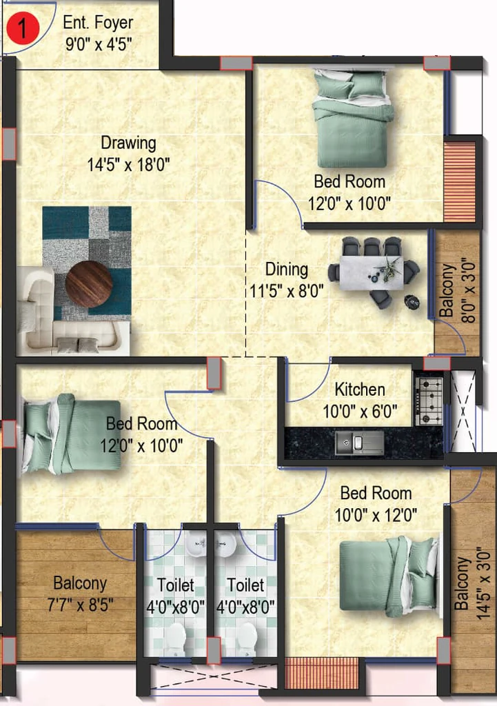 3 BHK Flat in Nirman Pratibha Enclave in Bariatu, Ranchi - Image 904859