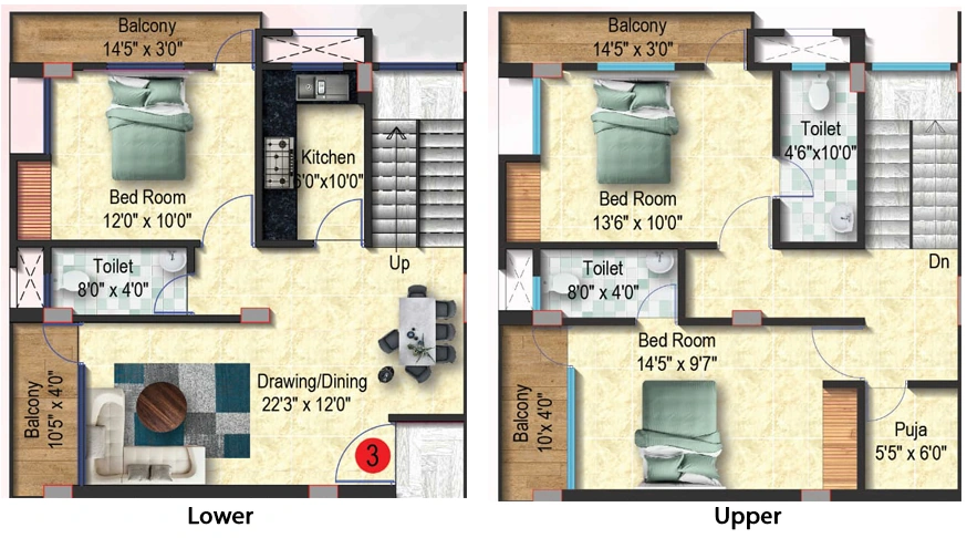 3 BHK Duplex in Nirman Pratibha Enclave in Bariatu, Ranchi - Image 904860