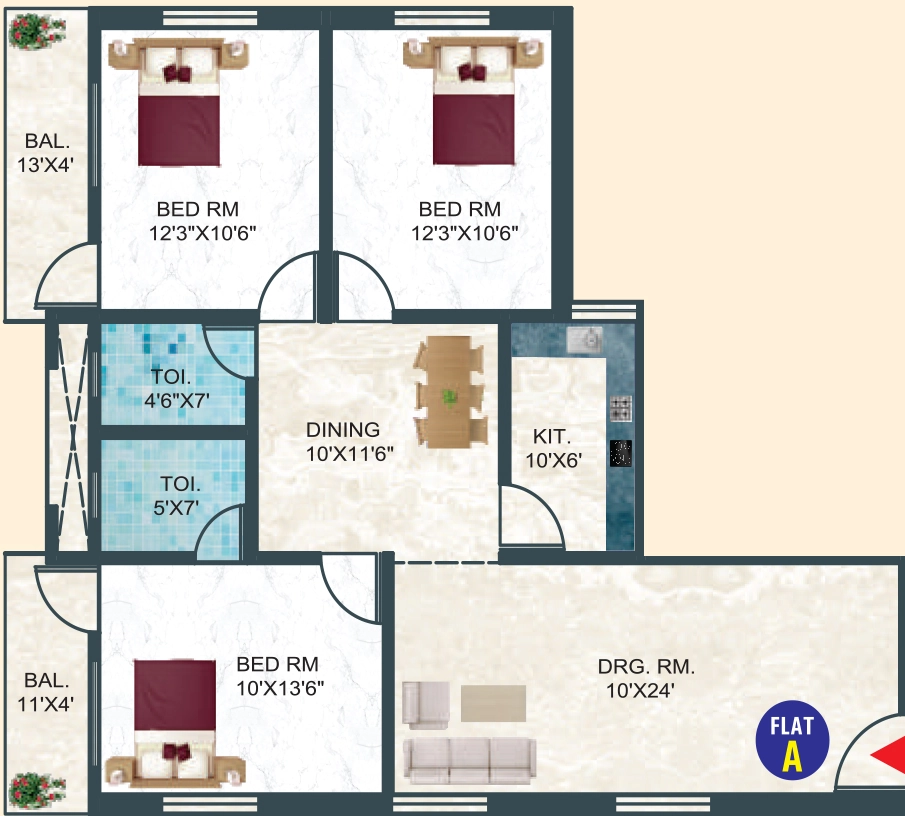 3 BHK Flat in Pawani Muskan Enclave in Pundag, Ranchi - Image 904869
