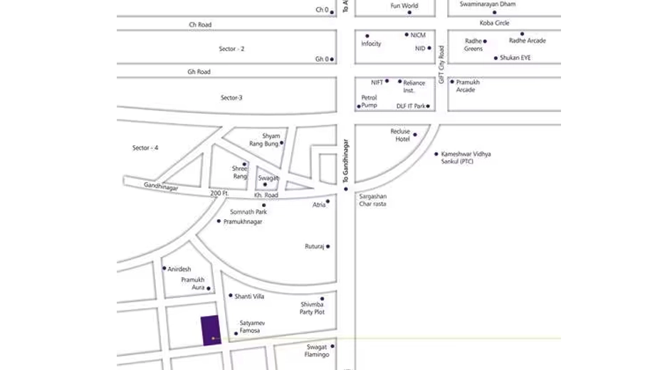 Location of Devnandan Summit in Sargasan, Gandhinagar - Image 374241