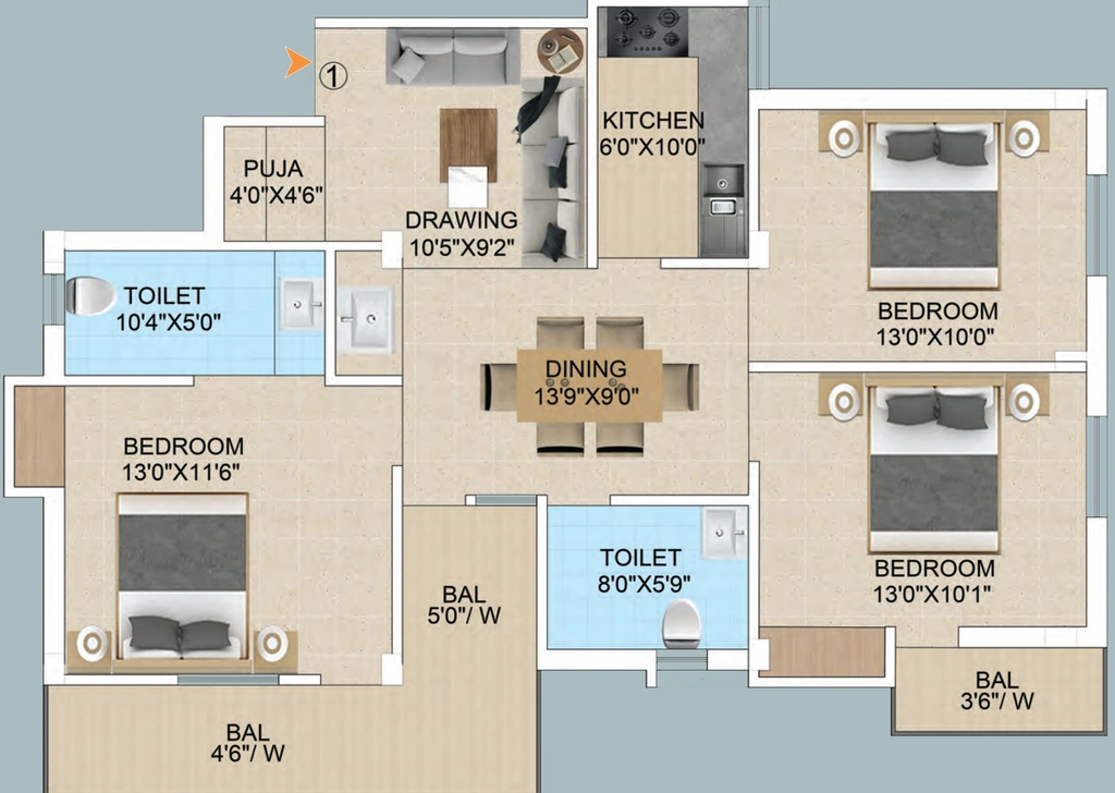3 BHK Flat in Prayas Sharda Enclave in Tupudana, Ranchi - Image 904876
