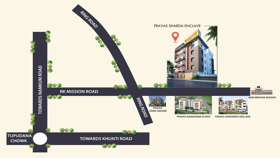 Location of Prayas Sharda Enclave in Tupudana, Ranchi - Image 372973